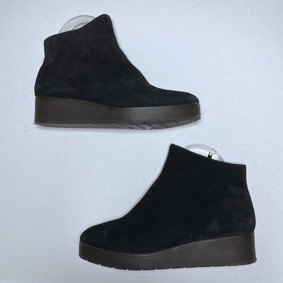 Lucky Brand Shoes - Lucky Brand Womens Size 6.5 M Black Karmeya Ankle Booties Suede Leather Platform